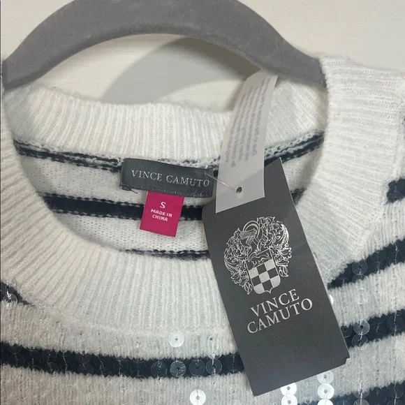 Vince Camuto White and Black Striped Sweater - Picture 2 of 3